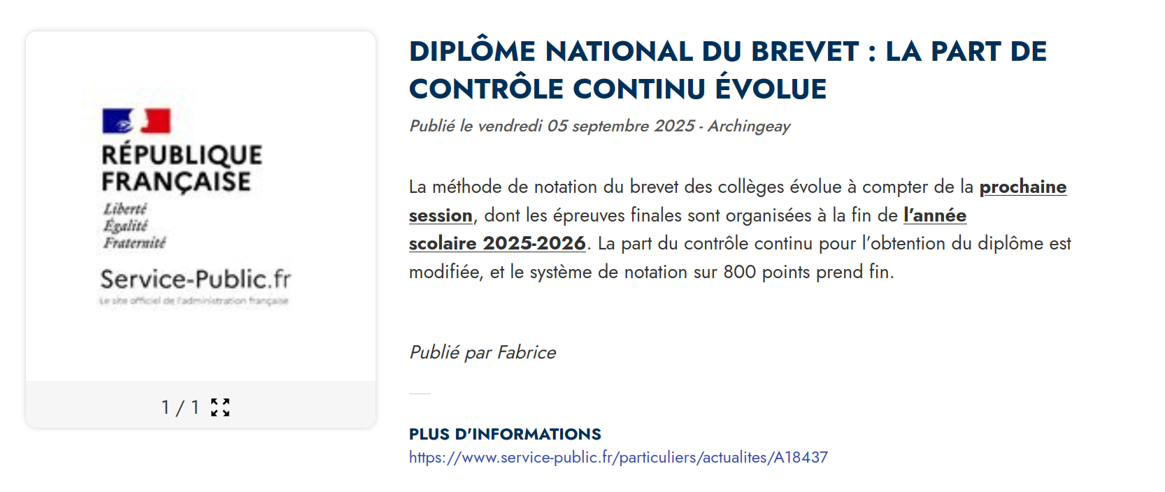 Diplôme National du Brevet : La part de contrôle continu évolue