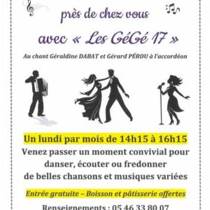 Le p'tit bal du lundi près de chez vous avec "les GéGé 17"
