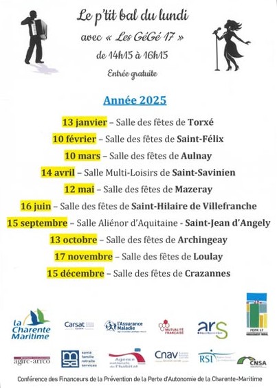 Le p'tit bal du lundi près de chez vous avec "les GéGé 17"