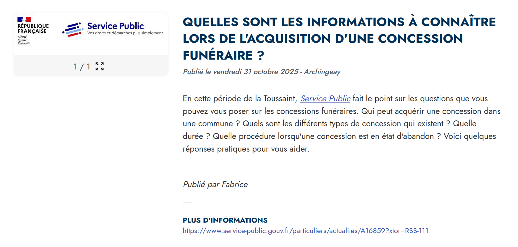 Quelles sont les informations à connaitre lors de l'acquisition d'une concession funéraire ?