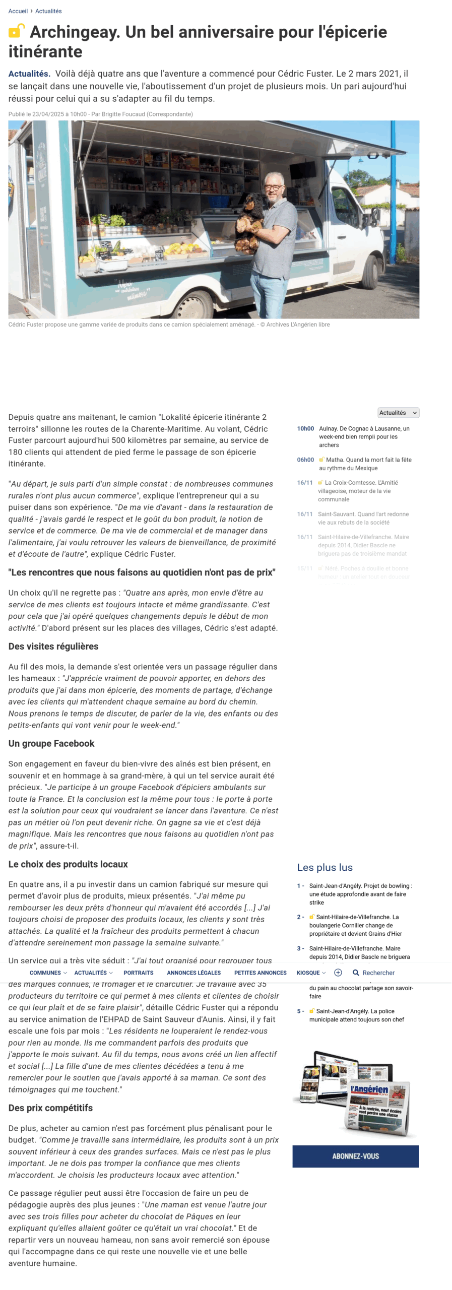 Archingeay. Un bel anniversaire pour l'épicerie itinérante