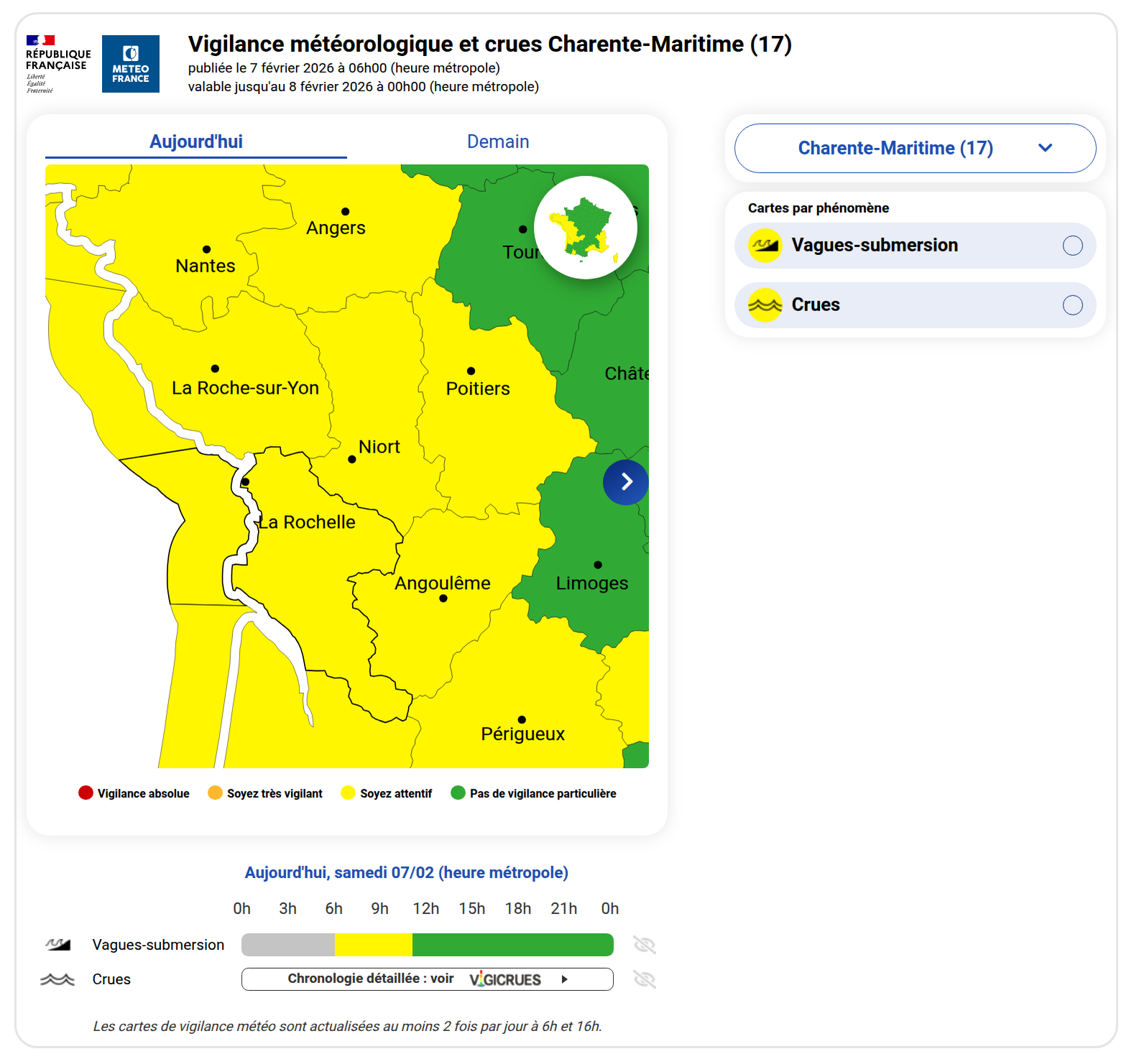 Vigilance météo du 7 février 2026