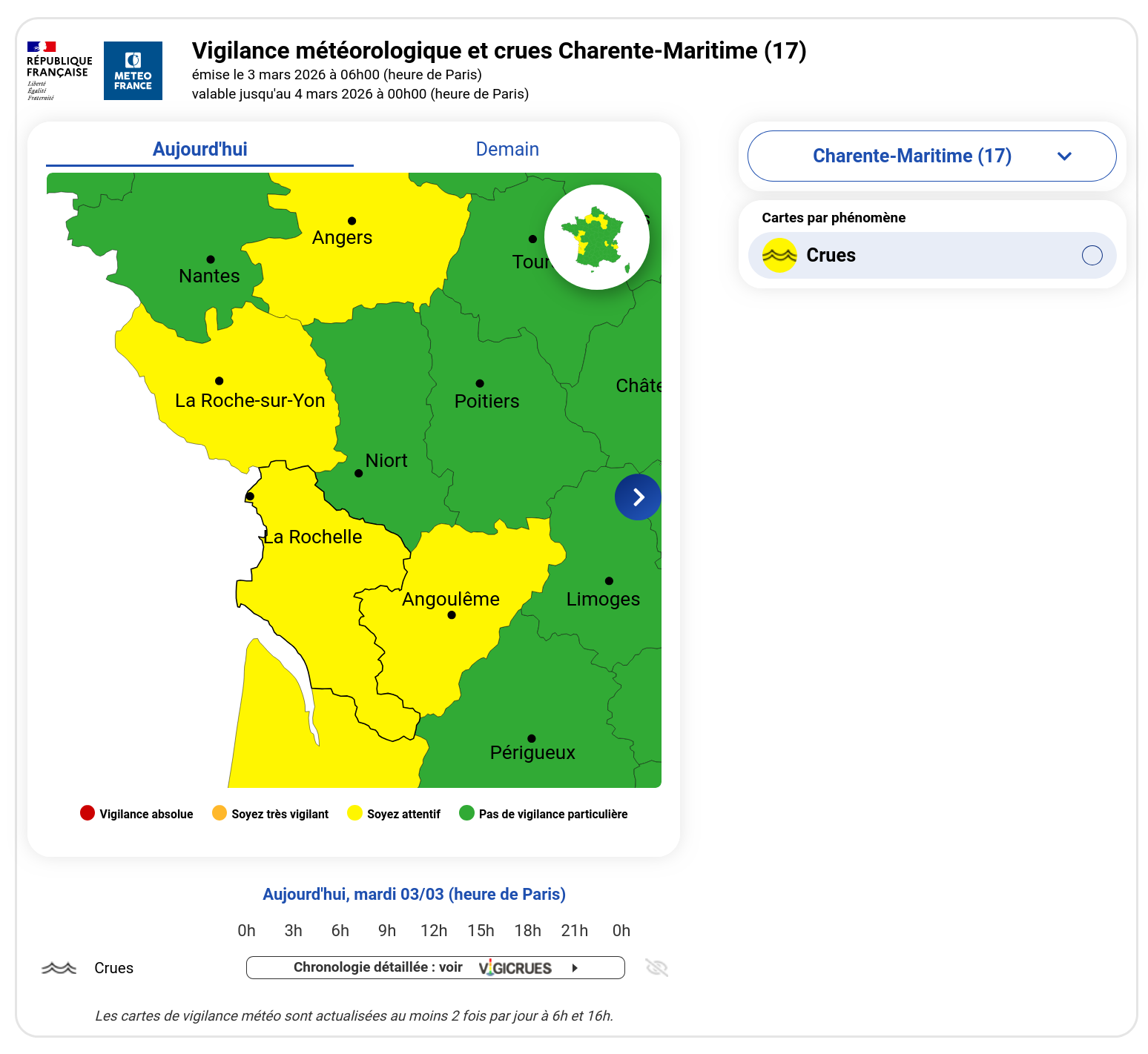 Vigilance météo du 3 mars 2026