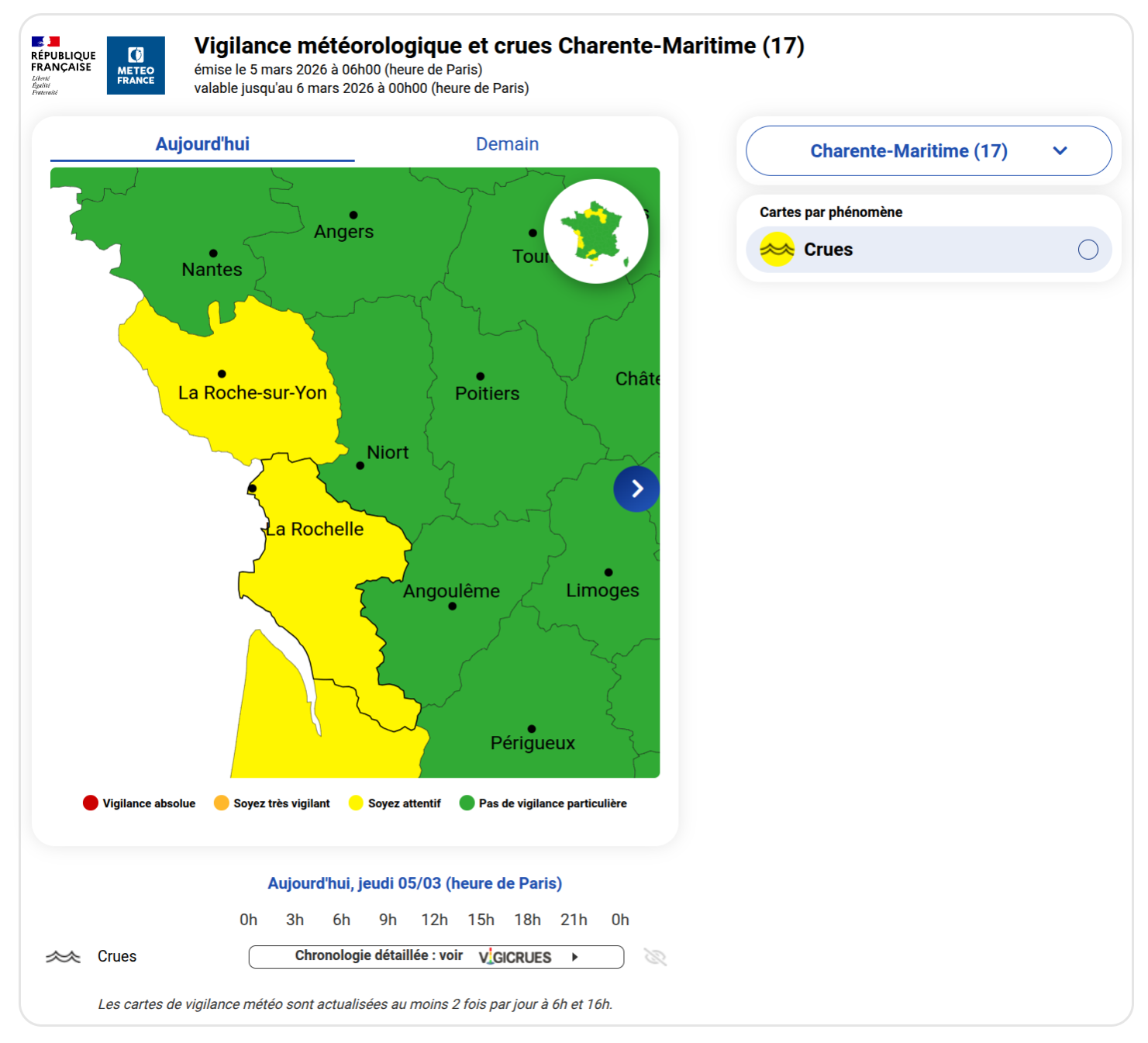 Vigilance météo du 5 mars 2026